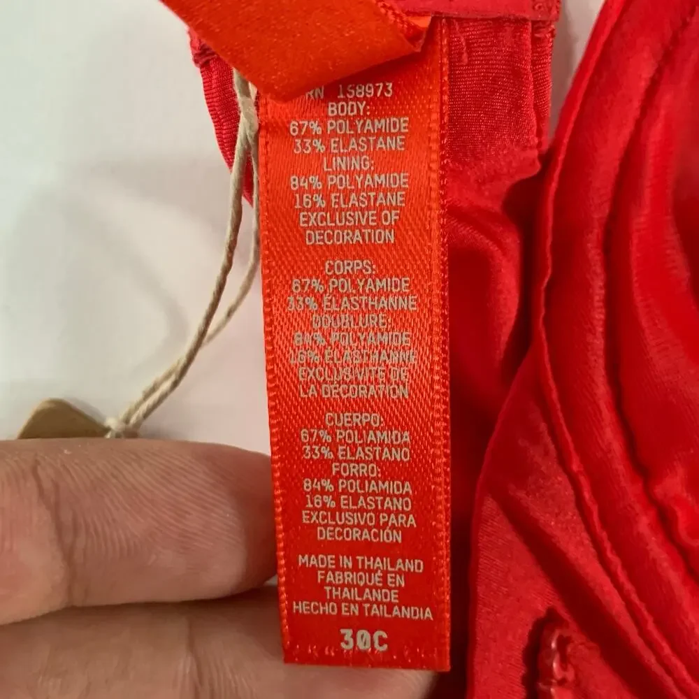 Skims 30C NEW No Show Molded Unlined Demi Bra Red Underwire - Picture 7 of 9